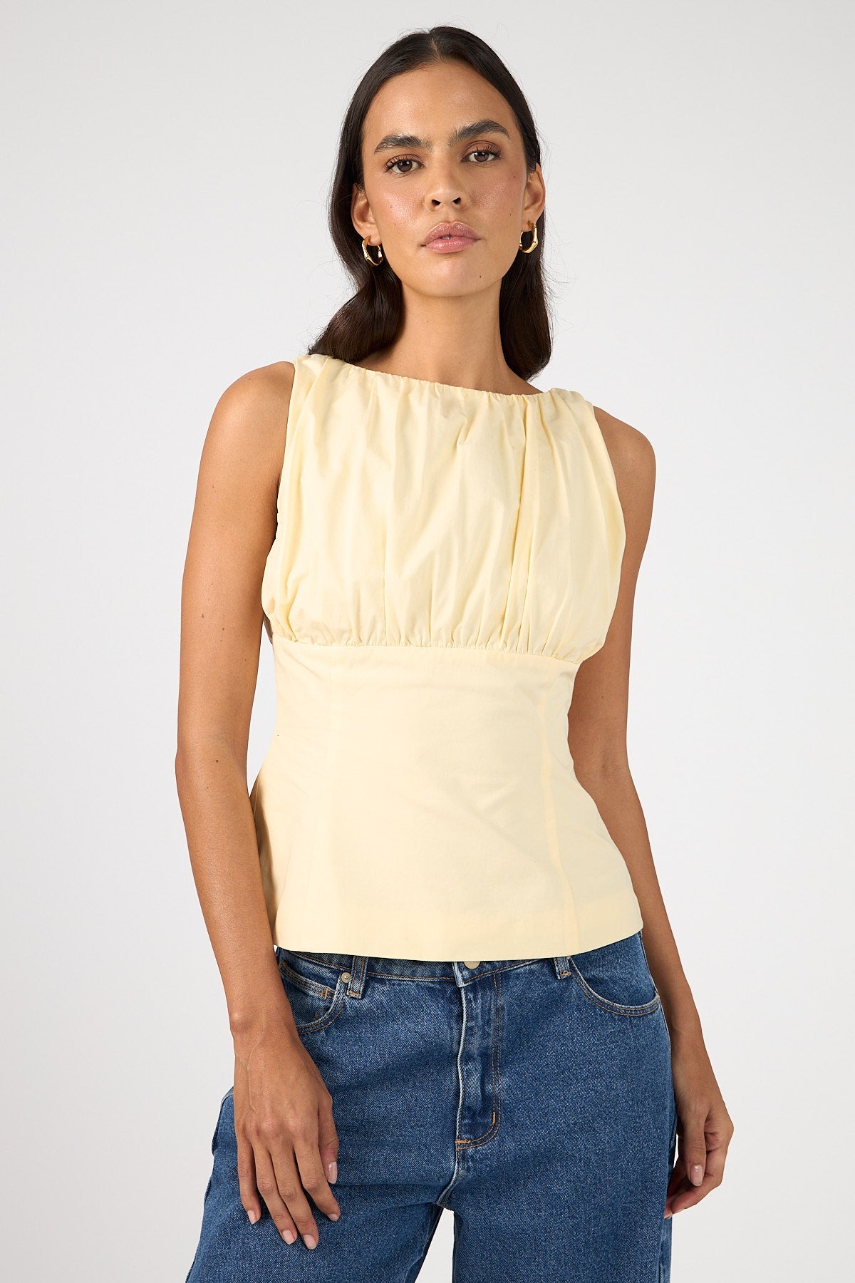 Perfect Stranger Rosalie Gathered Top Yellow