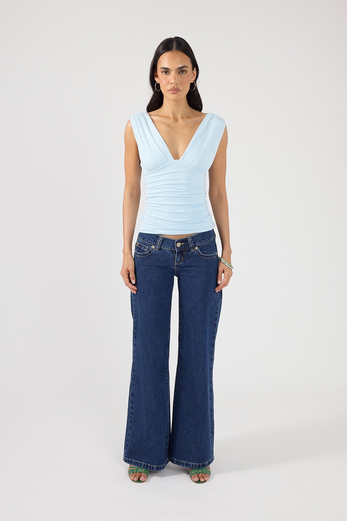 Perfect Stranger Ainzley Gathered Top Blue