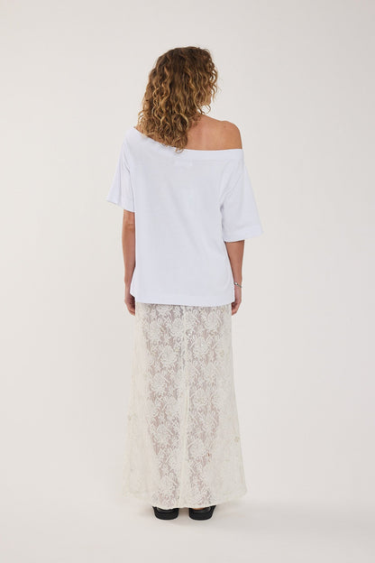 Perfect Stranger Oversized Boat Neck Tee White
