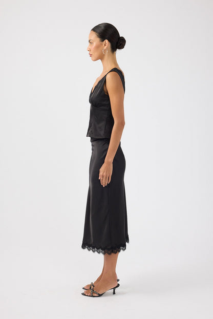 Perfect Stranger Evoke Satin Lace Top Black
