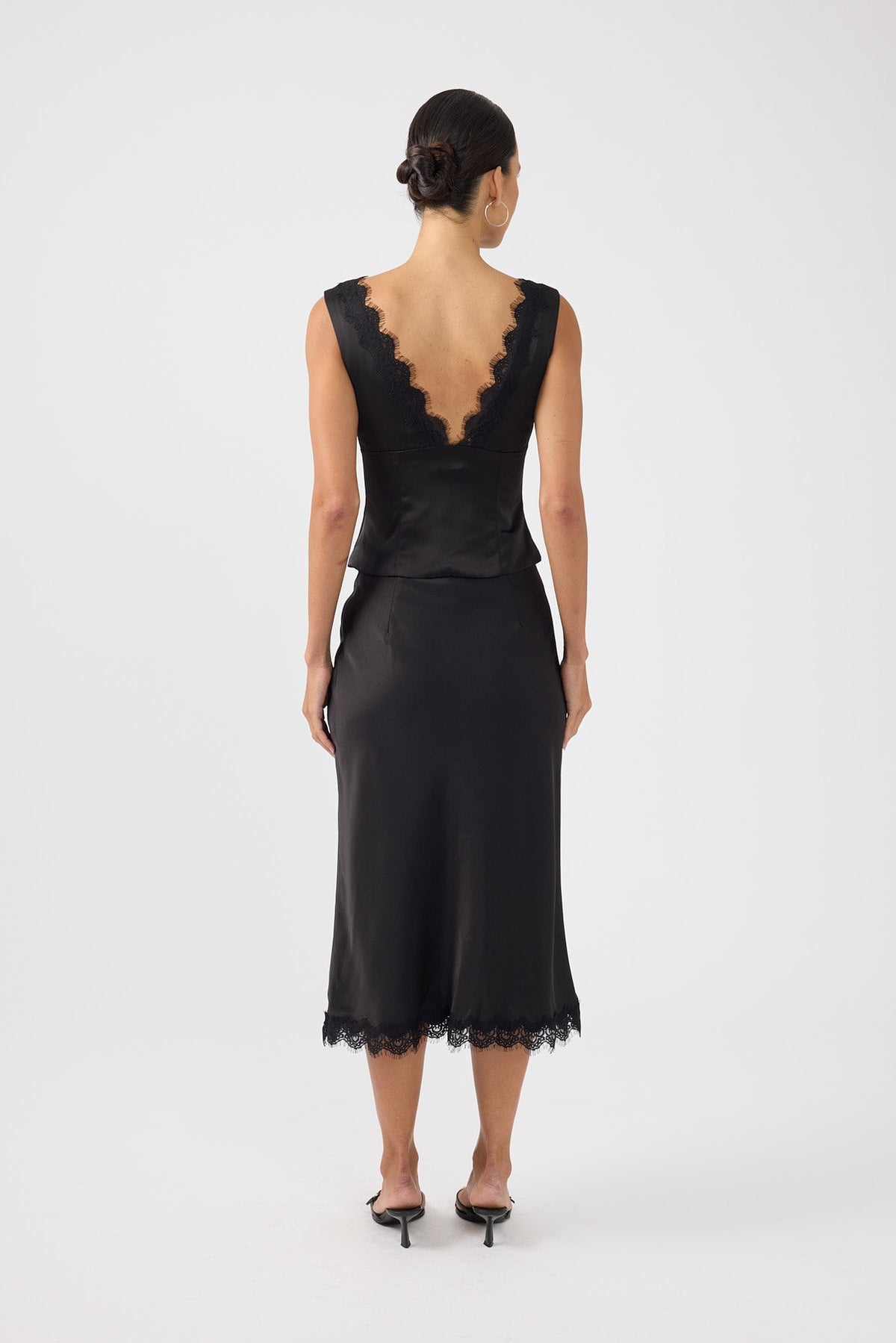 Perfect Stranger Evoke Satin Lace Top Black