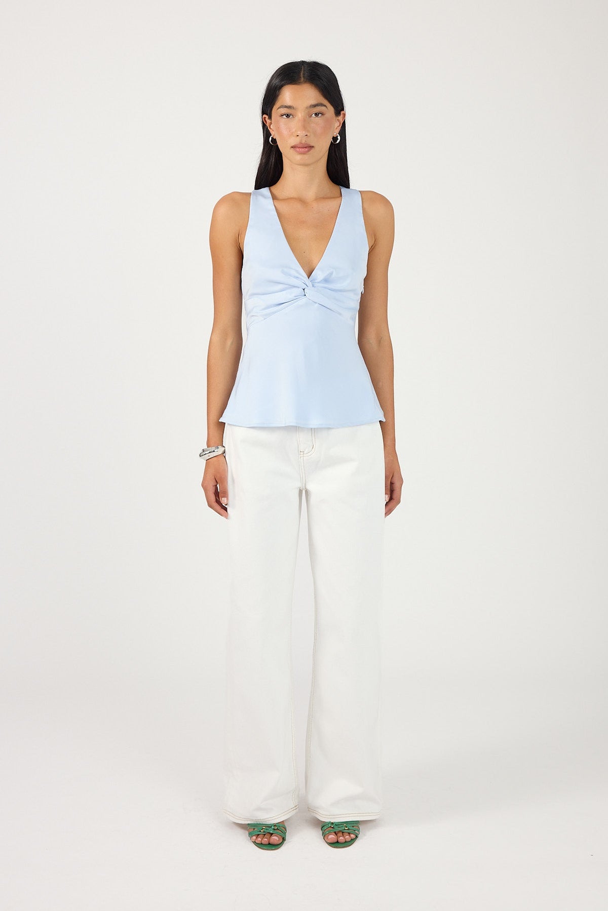 Perfect Stranger Ellie Twist Halter Top Light Blue