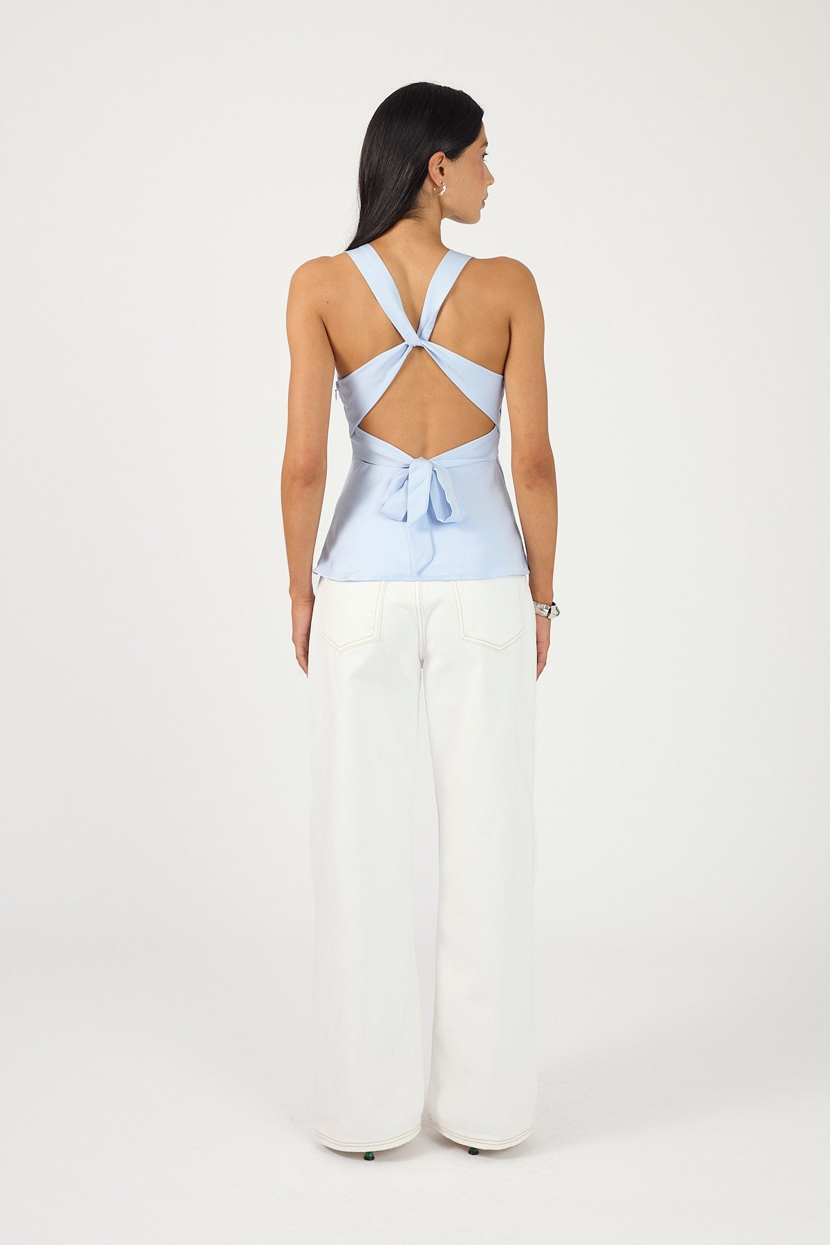 Perfect Stranger Ellie Twist Halter Top Light Blue