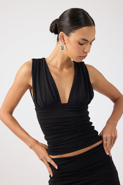 Perfect Stranger Avery Gathered Top Black