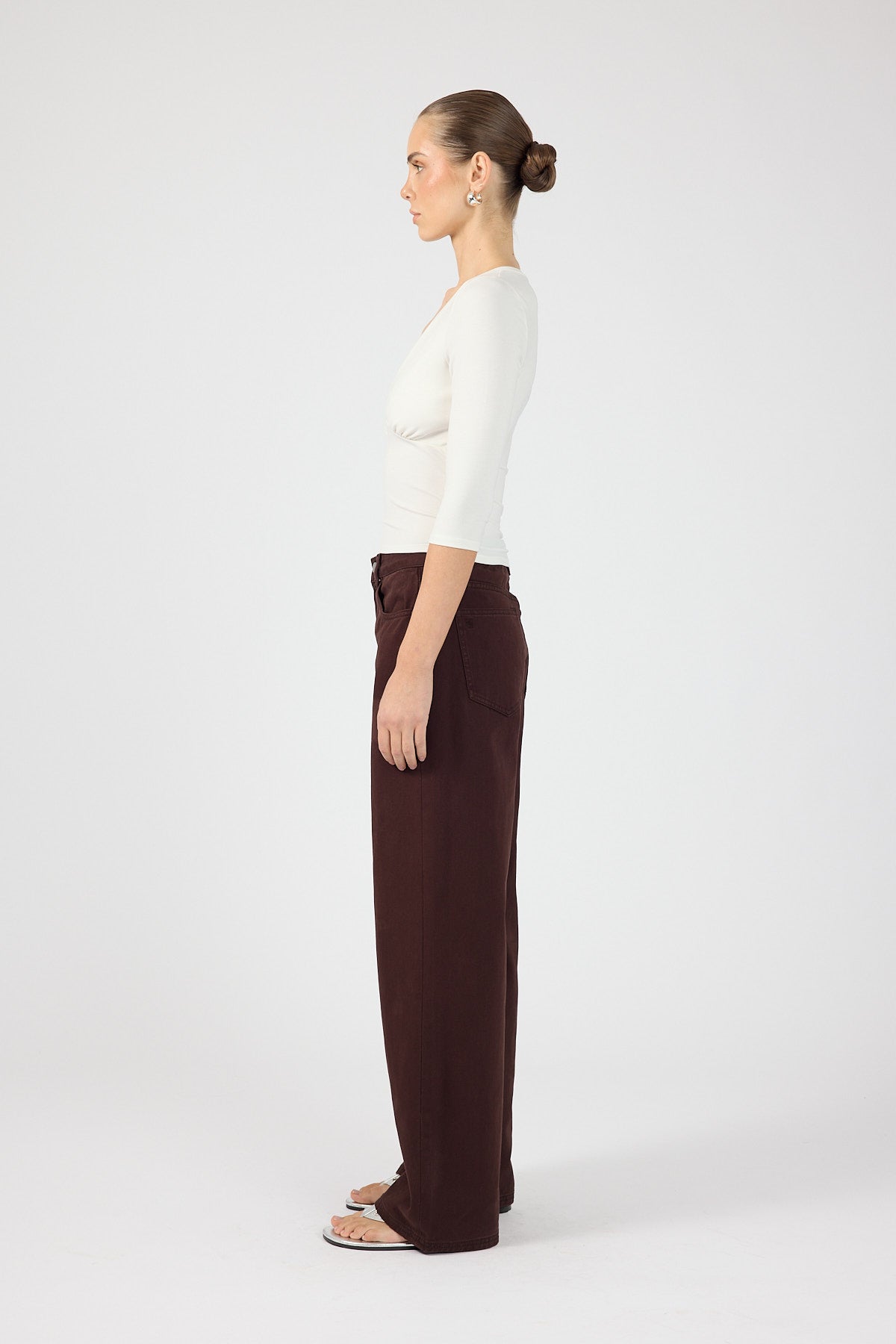 Perfect Stranger Mara V-Neck 3/4 Sleeve T-Shirt Off White
