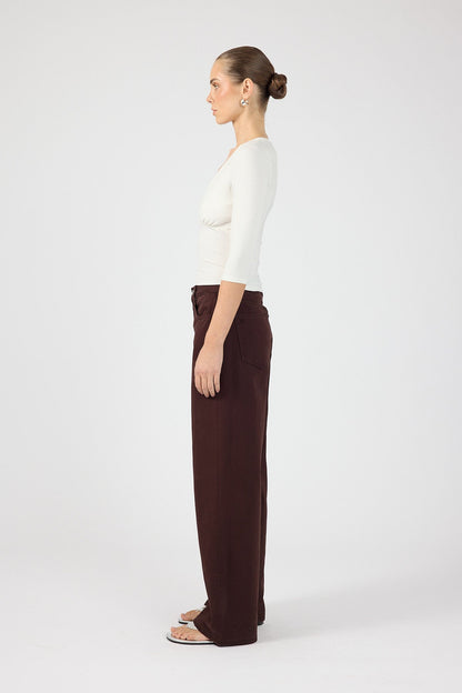 Perfect Stranger Mara V-Neck 3/4 Sleeve T-Shirt Off White