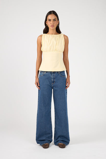 Perfect Stranger Rosalie Gathered Top Yellow