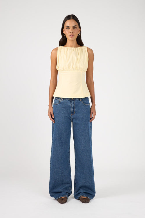 Perfect Stranger Rosalie Gathered Top Yellow