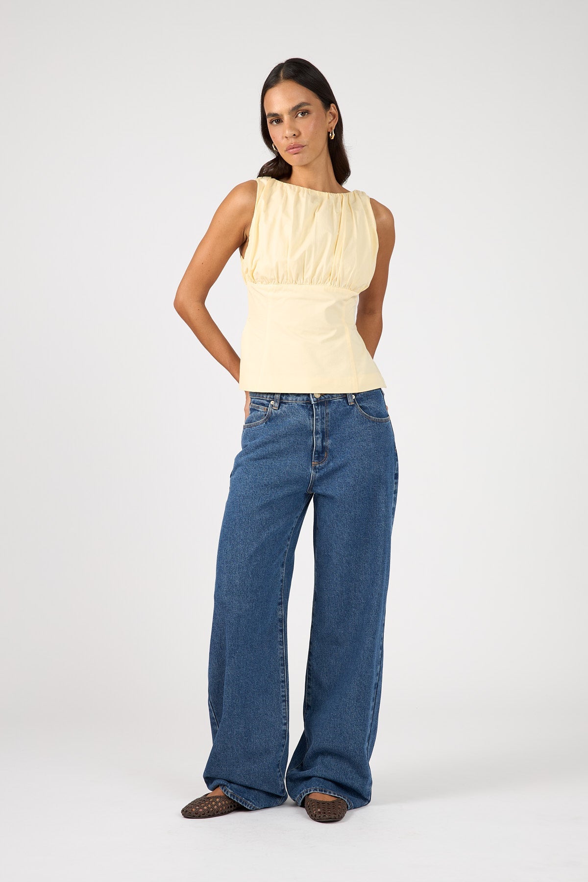 Perfect Stranger Rosalie Gathered Top Yellow