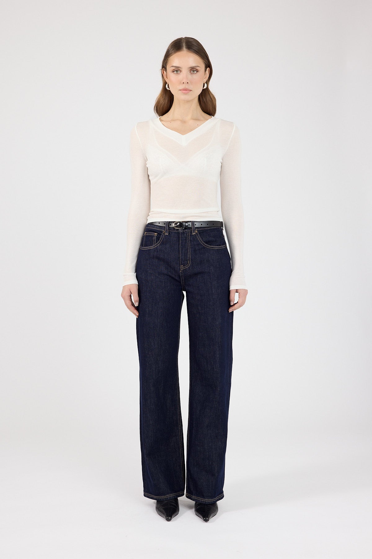 Perfect Stranger Lara Long Sleeve Sheer Top White