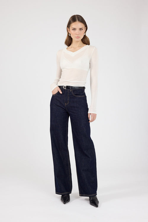Perfect Stranger Lara Long Sleeve Sheer Top White