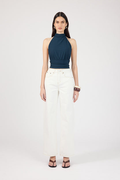 Perfect Stranger Aria Halter Top Petrol Blue