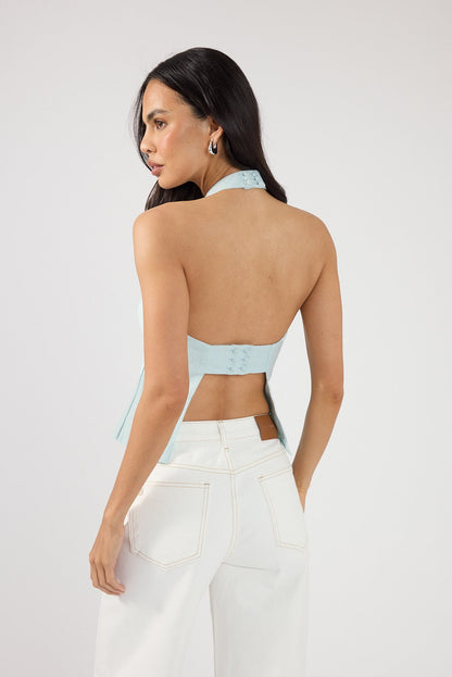 Perfect Stranger Posey Halter Top Aqua