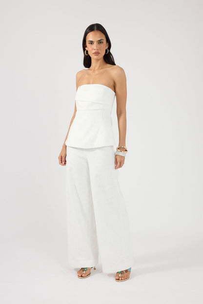 Perfect Stranger Frances Strapless Linen Top White