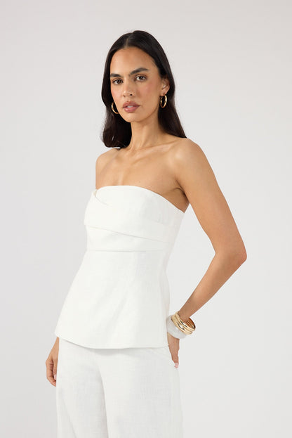 Perfect Stranger Frances Strapless Linen Top White