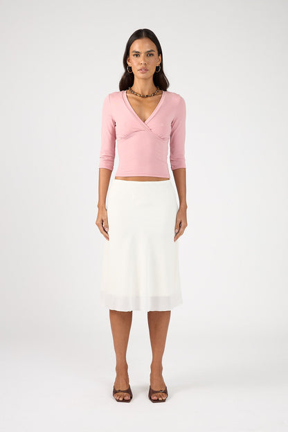 Perfect Stranger Mara V-Neck 3/4 Sleeve T-shirt Pink