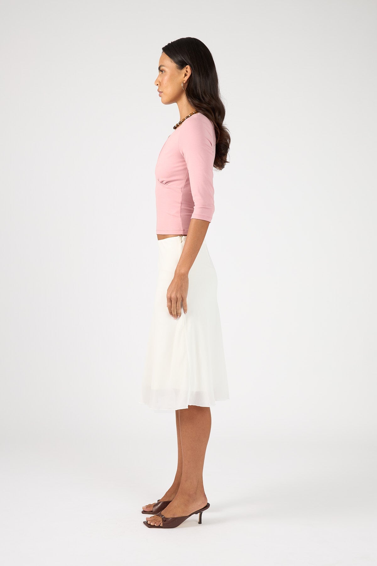 Perfect Stranger Mara V-Neck 3/4 Sleeve T-shirt Pink