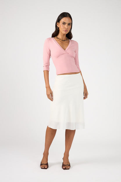 Perfect Stranger Mara V-Neck 3/4 Sleeve T-shirt Pink